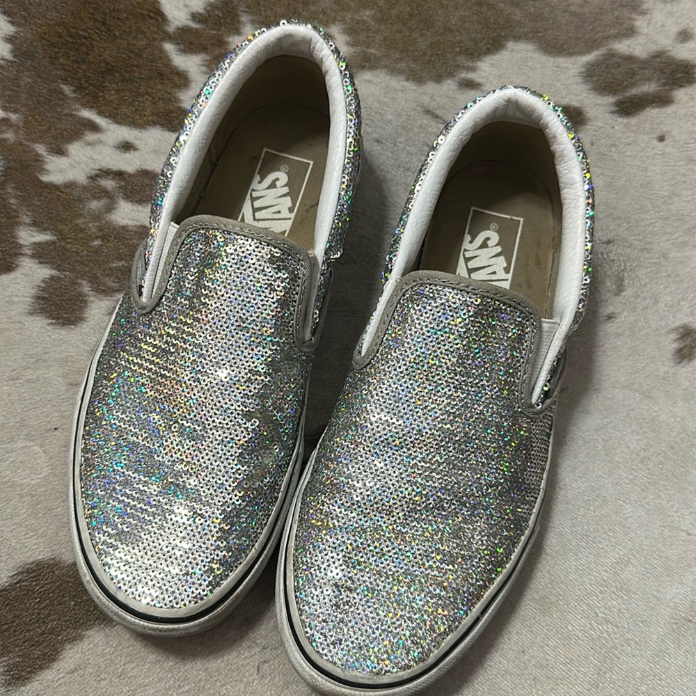Iridescent slip on vans
